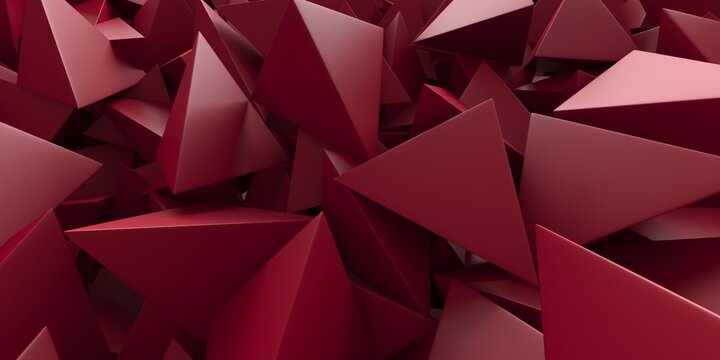 Red triangle poligon chaotic pattern wall background