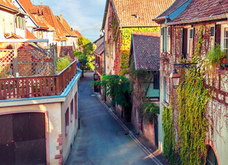 Street in Colmar in Alsace in northern France on a sunny day