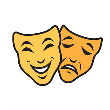 comedy and tragedy theater masks vector template
