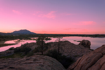 Willow Lake Prescott Arizona Sunset Landscape