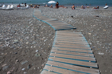 Wooden path that leads to Castlerock beach in Batumi