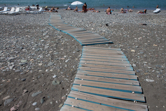 Wooden path that leads to Castlerock beach in Batumi