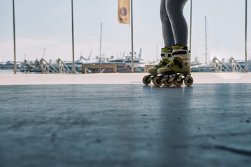 Legs of a person skating