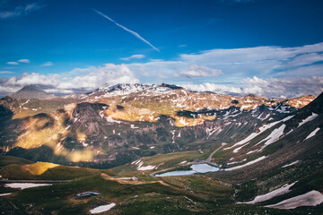 Phenomenal view from the Grossglockner Hochalpenstrasse from the highest point of Edelweißspitze...