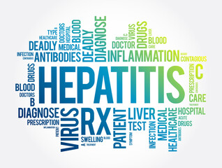 Hepatitis word cloud collage, health concept background