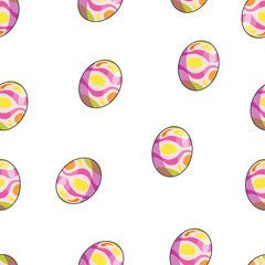 Obraz premium Happy Easter. Seamless pattern of colored Easter eggs. Vector illustration.