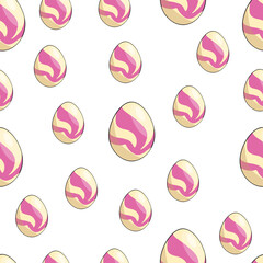 Seamless pattern with the image of a colored Easter egg. Vector illustration.