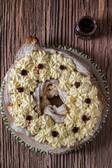 Large homemade San Giuseppe zeppola. Typical Neapolitan pastry