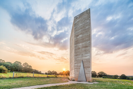 Bruder-Klaus-Kapelle, christian Chapel by famous architect Peter Zumthor in Mechernich, Northrhine-Westphalia, Germany, 25.08.2019.