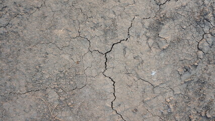 Dry soil surface with sand cracked and drought. Texture background