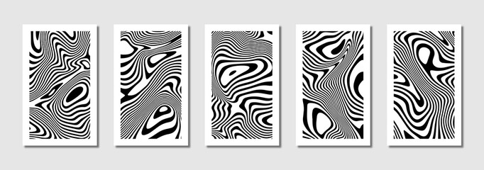 Black and white wavy line cover background template