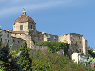 Fototapeta na wymiar Panoramic view of the Dôme Saint-Benoît, Aubenas, Ardèche, Provence, France