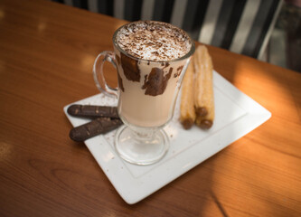 Submarino con churros y barra de chocolate