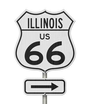 Illinois US route 66 road trip USA highway road sign