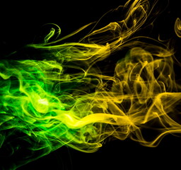 Colored smoke on black background