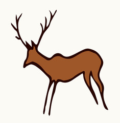 Primitive rock painting. Vector drawing