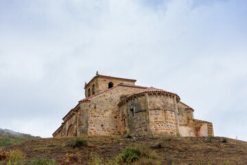 Fototapeta na wymiar Church of San Clemente, Huidobro. Romanesque temple of the XII century. Burgos, Castilla y Leon, Spain
