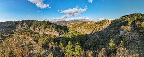 Aerial view of Nishava river gorge, Balkan Mountains, Bulgaria