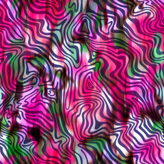 Fototapeta premium Artistic geometric seamless pattern. Abstract shapes, elements and curved lines. Rippled water ornament. Painted colorful blurred texture. Contemporary ornament for sportswear, textile, fabric.