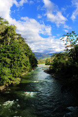 Vertical shot of a River flowing downhill 