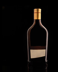 glass bottle on black background