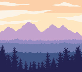 mountains and forest