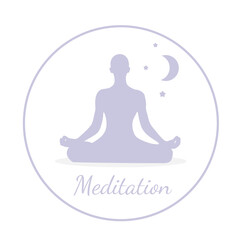 Woman meditate . Meditation for inner balance concept. Meditation relaxation silhouette