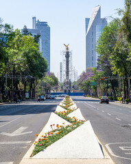 Avenida Paseo de la Reforma, dia soleado en Ciudad de Mexico