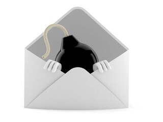Bomb character inside envelope