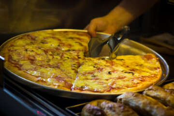 preparing a pizza