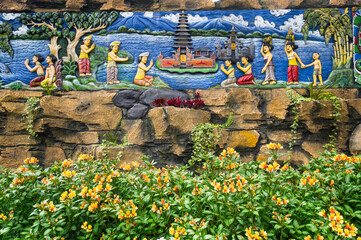 Bas-relief in temple complex Pura Ulun Danu Beratan