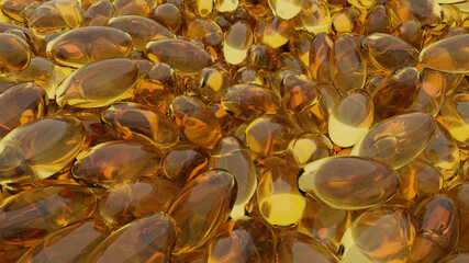 Yellow Soft Capsules or Gelcaps for Medicines or Supplements or Vitamins..