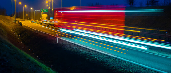 lights of cars with night. long exposure