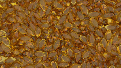 Yellow Soft Capsules or Gelcaps for Medicines or Supplements or Vitamins..