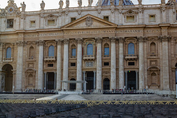 Fototapeta na wymiar Sant Peter's Basilica is a Catholic cathedral, a large building of the Vatican, the historical Christian church in the world.