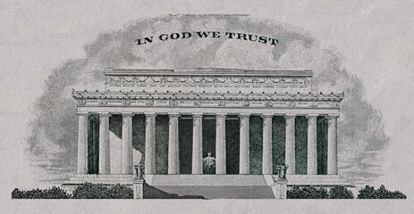 fragment of 5 dollar bill back side