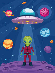 Fototapeta premium alien and ufo