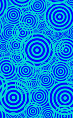 Seamless pattern of aqua blue and royal blue various size circles abstract background