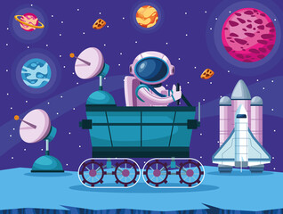 Fototapeta premium astronaut driving explorer