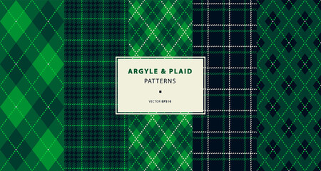 Argyle and plaid pattern collection - obrazy, fototapety, plakaty