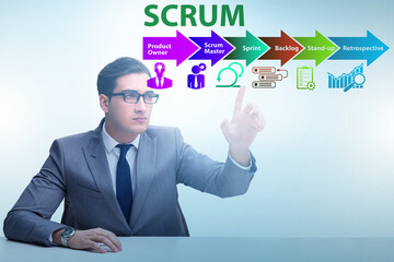 Businessman in SCRUM agile method concept