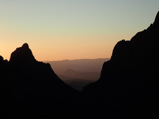 Mountain silhouette in the sunset