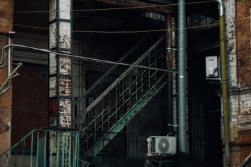 Rusty postsoviet yard of apartment block