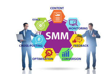 SMM - social media marketing concept with businessman