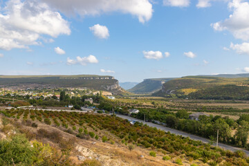 Fototapeta na wymiar Landscape of central Crimea. Mountains and canyon. Summer landscape.