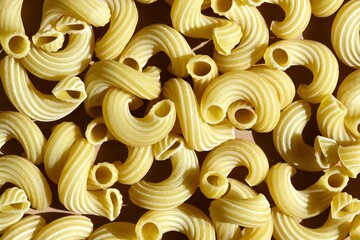 Close-up on a pile of pasta. View from the top.