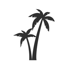 Palm tree icon. Palm tree silhouette isolated on this background. Beach, Coconut, Tropical icon. Vector illustration