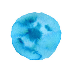 Abstract isolated blue watercolor spot. Grunge element for paper design.