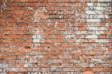 Brick wall texture of the surface of an old brick wall which has been weathered with age
