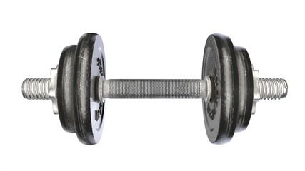 3D render of vintage dumbbell isolated on white